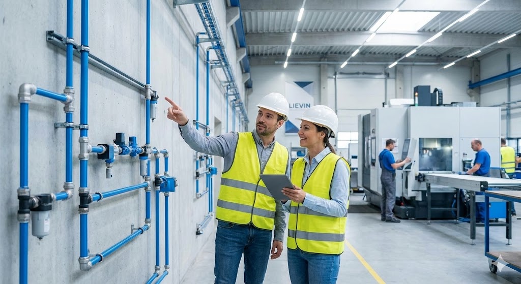 Ingenieros trabajando en planta industrial